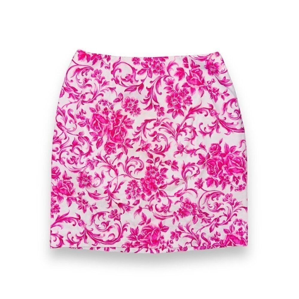 B1 Vintage Talbots Pink Paisley Skirt Hot Pink Preppy Classic Size 10 USA